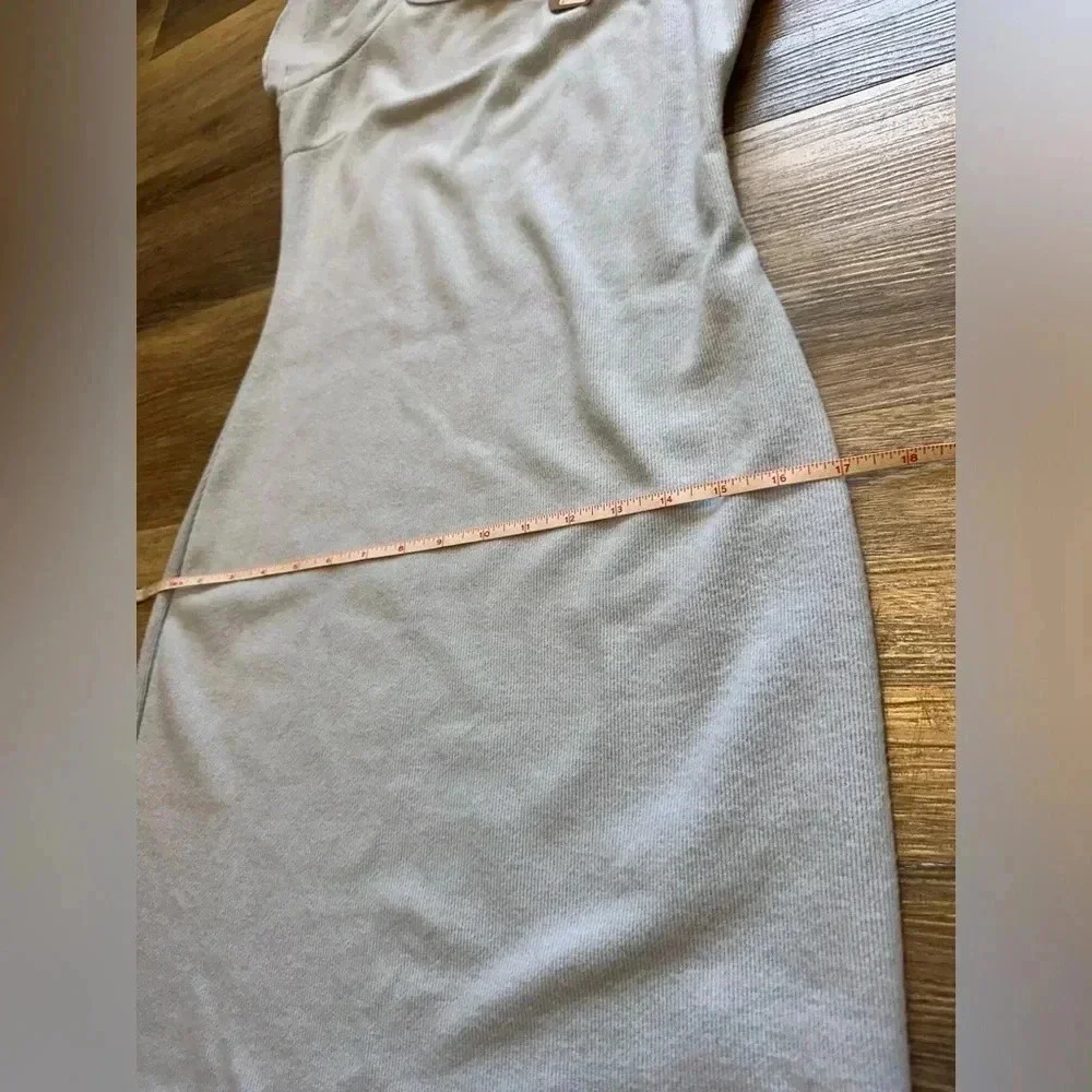 MAZIK Women’s Baby Blue Ruffle Shoulder Sweater Dress Size Small NWT - Picture 9 of 12